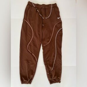 Nike Swirl Seam Print Loose Jogger Sweatpant Brown Oversized Womens Medium Large